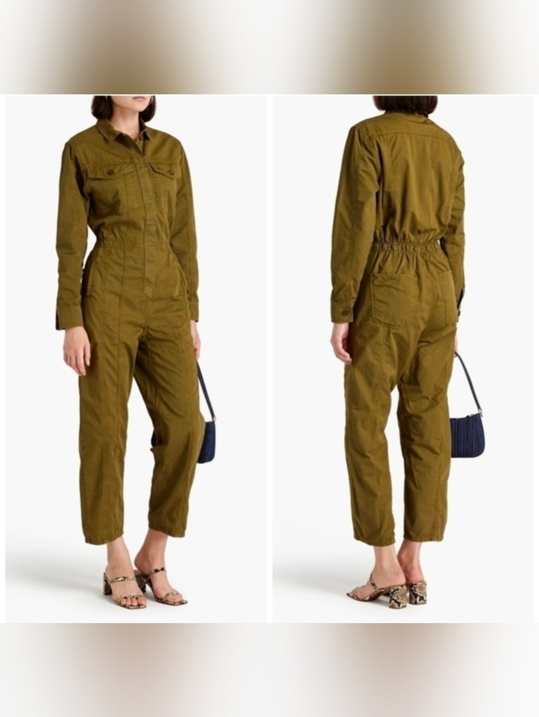 Frame Cropped Cotton-Twill Jumpsuit